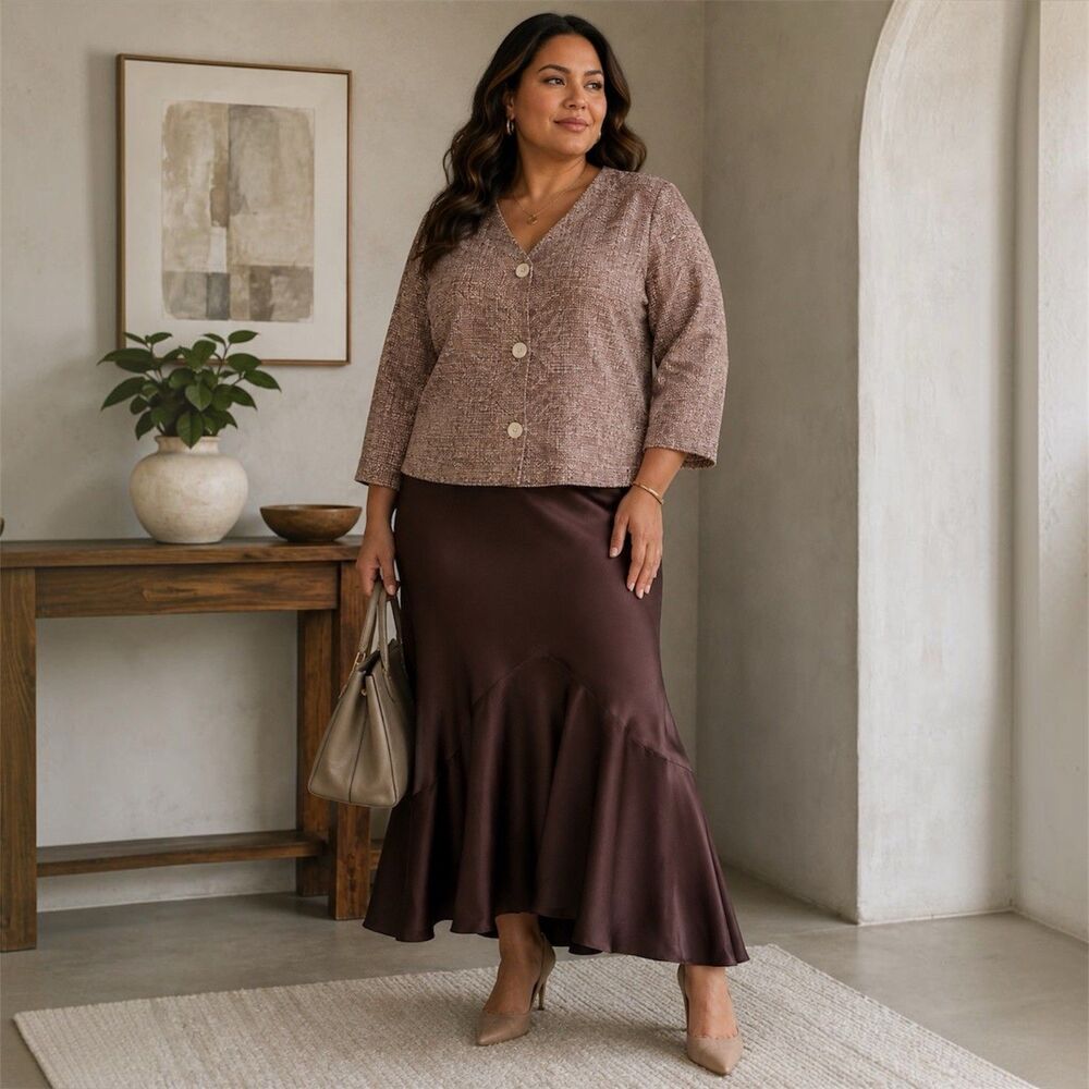 Ralph Lauren Anglesey Silk Madi Trumpet Skirt 18W Flare Minimalist Quiet Luxury